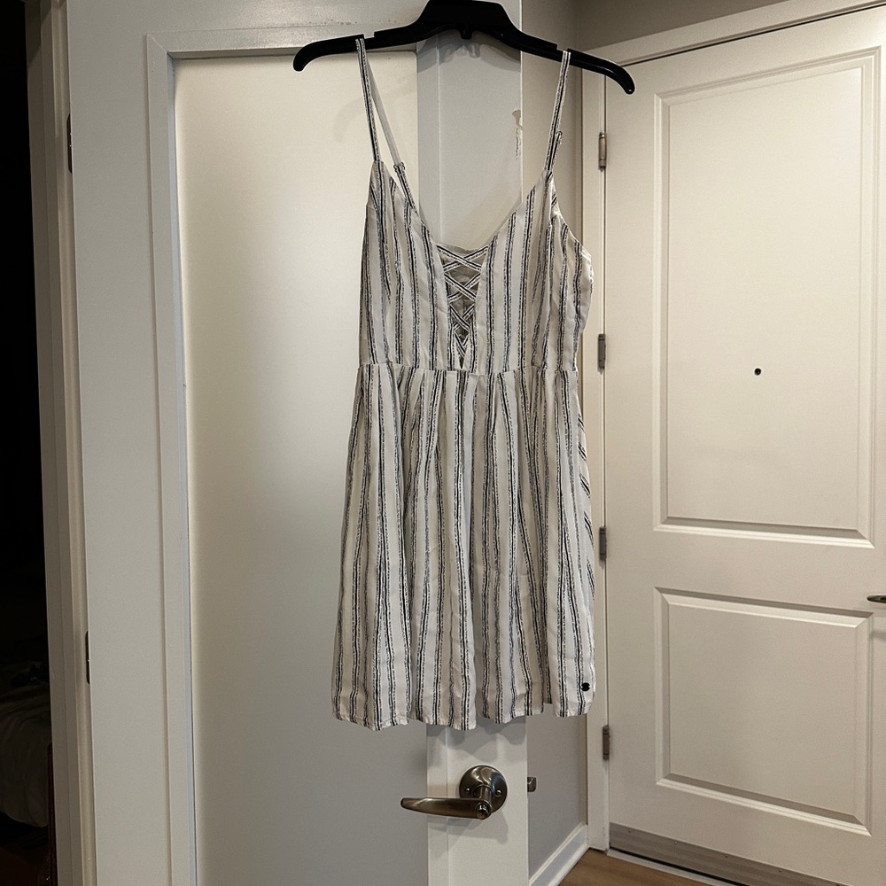 Volcom Striped White and Black Dress small